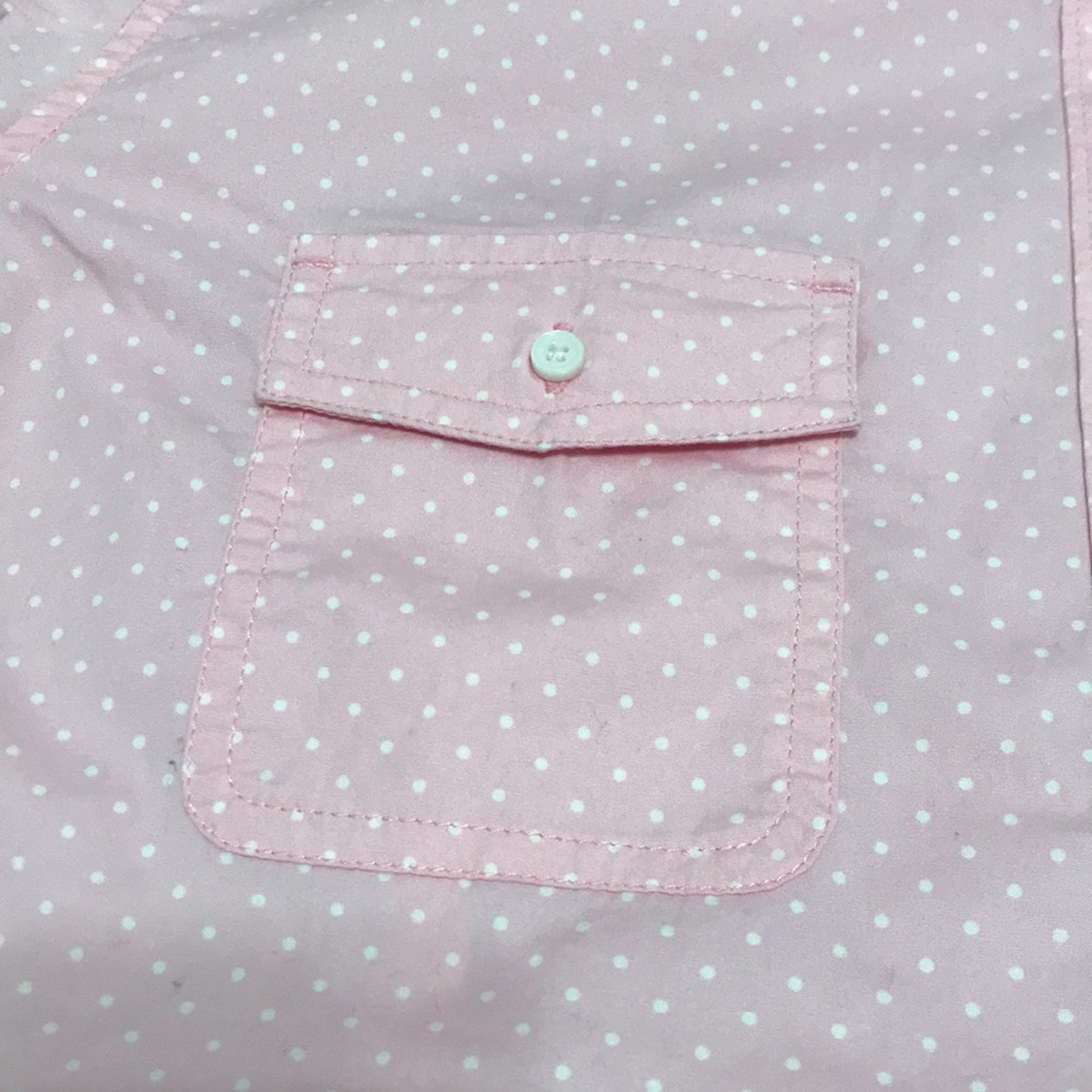 L.L. Bean Polka Dot Pastel Pink Long Sleeve Button Down Shirt Women’s Size Large - Picture 6 of 9